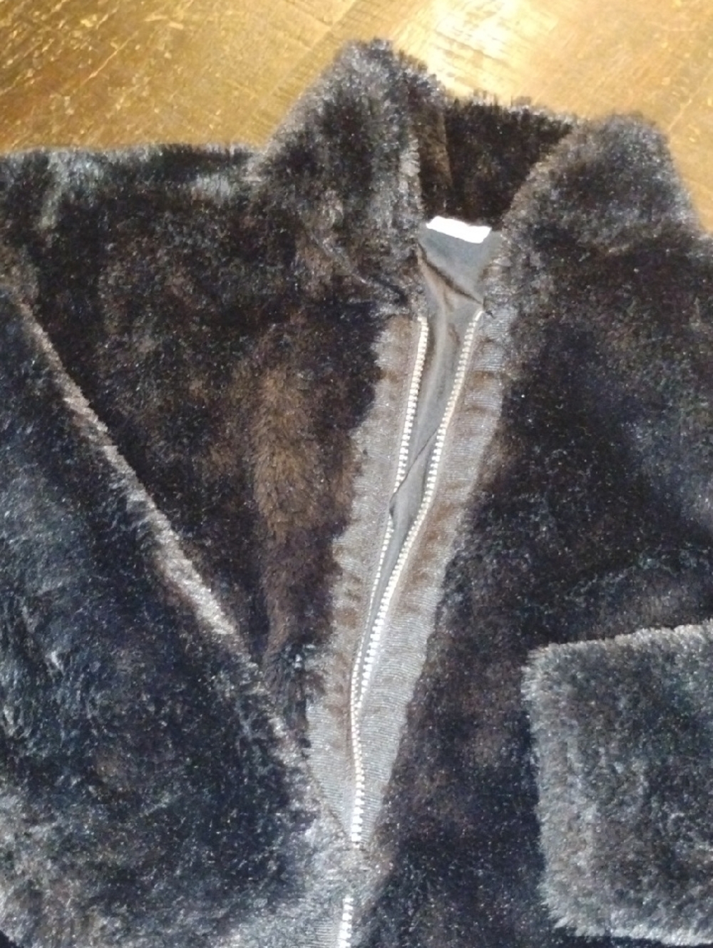 Girls Wonder Nation Black Faux Fur Zip-Up Jacket